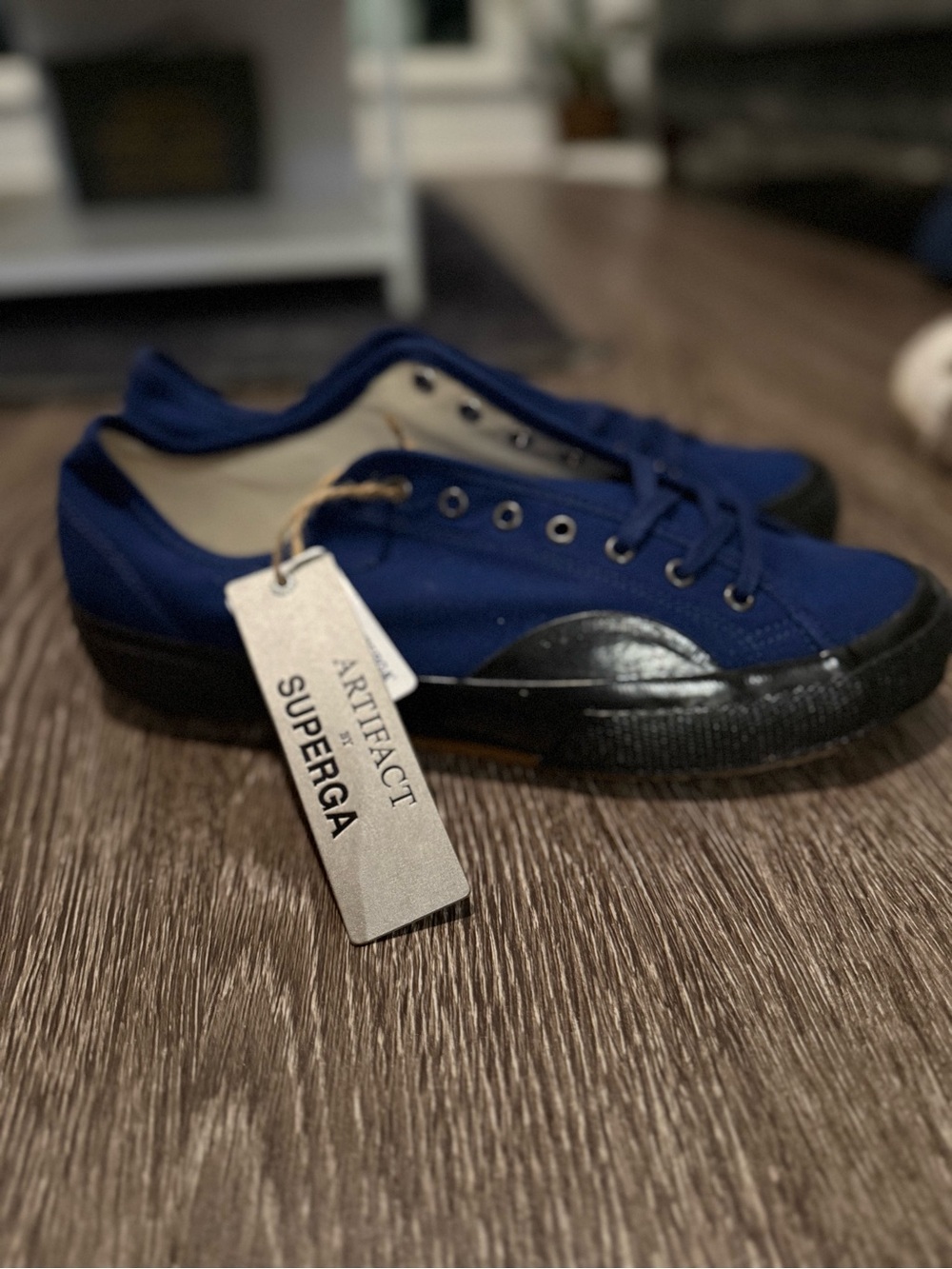 Superga Men's Low-Top Canvas Sneaker in Navy with Black Sole